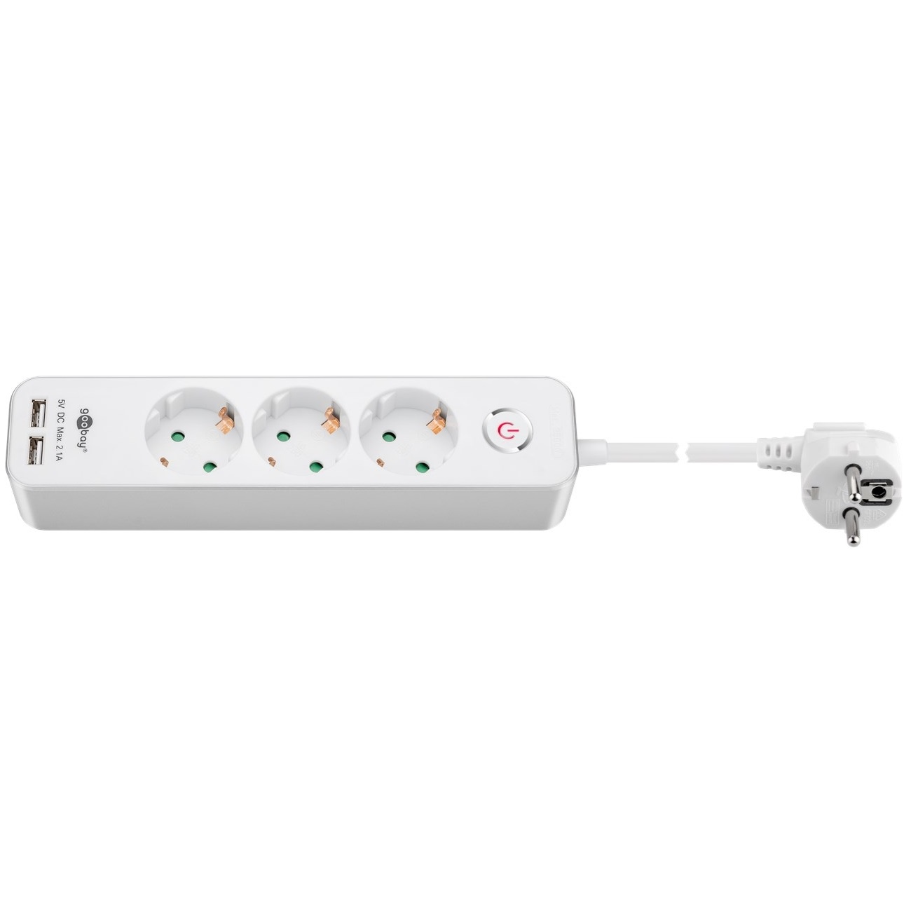 Goobay stekkerdoos | 3 contacten | 2x USB-A | schakelaar | 1,5 meter
