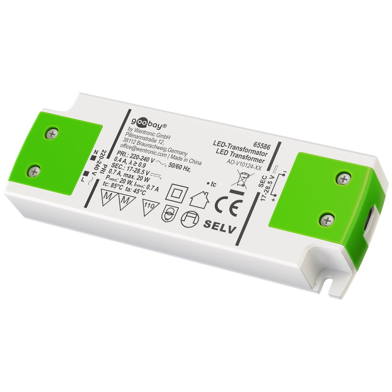 Goobay LED-transformator | 17-28,5V DC | 12-20W | IP20