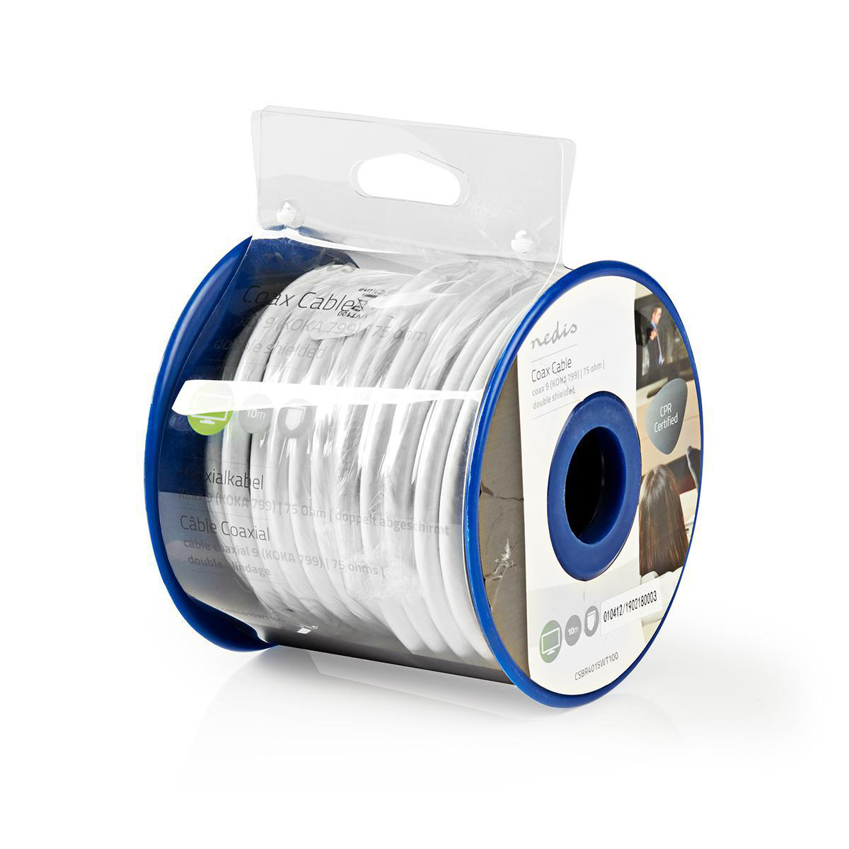 Nedis Coax 9 (KOKA 799) coaxkabel op haspel voor binnen / wit - 10 meter