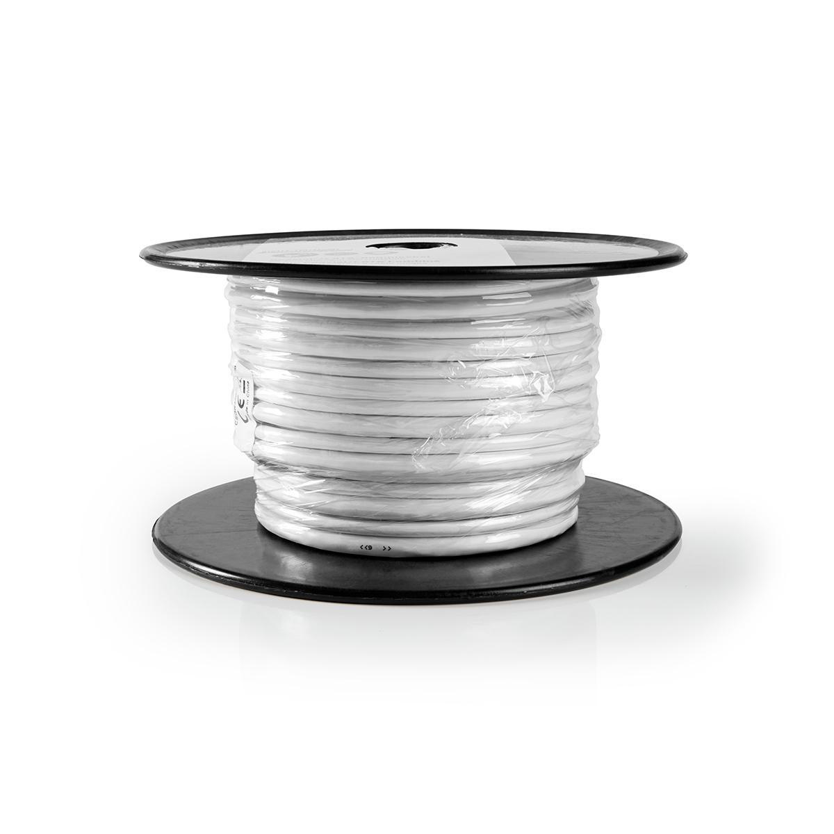 IEC (Coax) CAT6 Combikabel op rol | RG58 | 75 Ohm | Dubbel Afgeschermd | ECA | 10.0 m | Rond | Wit | Rol