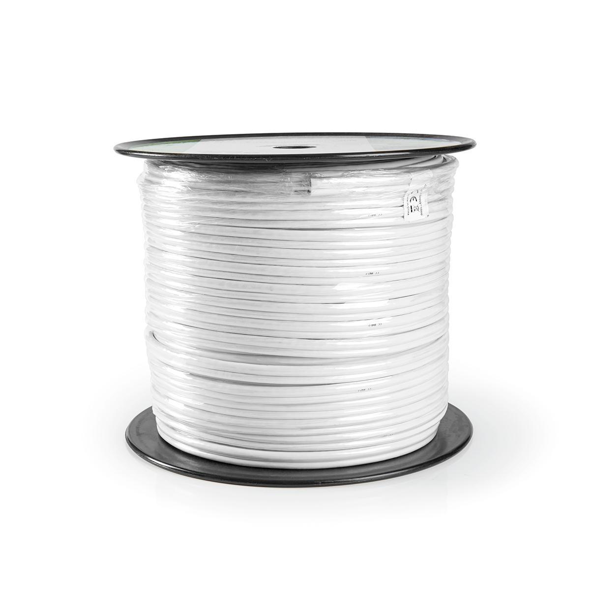 IEC (Coax) CAT6 Combikabel op rol | RG58 | 75 Ohm | Dubbel Afgeschermd | ECA | 100.0 m | Rond | Wit | Rol