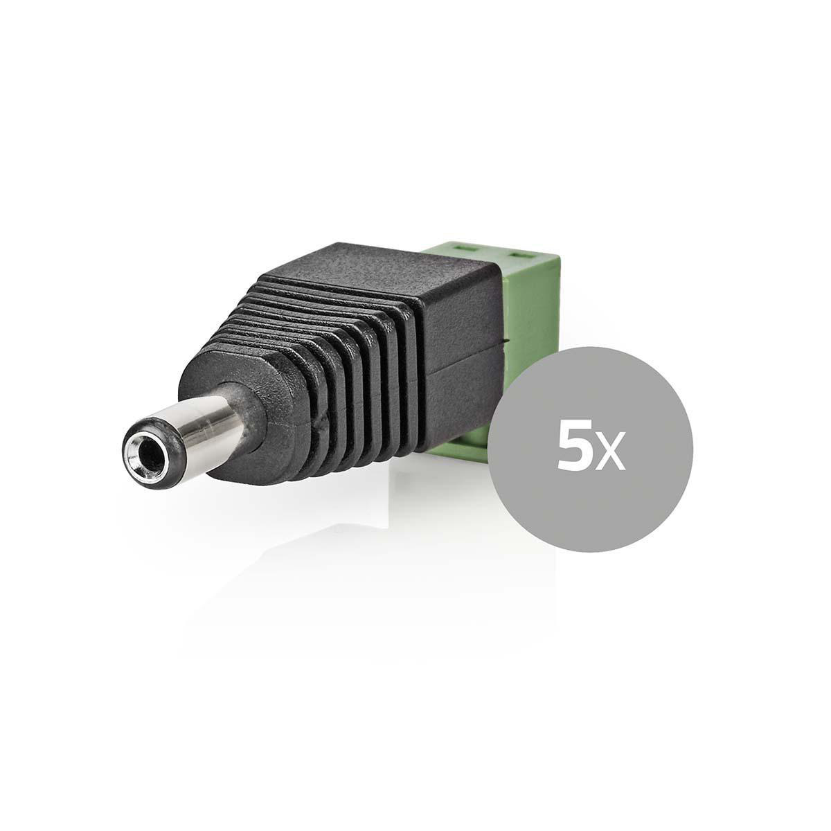 CCTV-Security Connector | 2-Voudig Aansluitblok | 5,5 x 2,1 mm Male | Male | Groen / Zwart