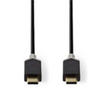 USB-Kabel | USB 3.2 Gen 2x2 | USB-C™ Male | USB-C™ Male | 100 W | 4K@60Hz | 20 Gbps | Verguld | 1.00 m | Rond | PVC | Antraciet | Window Box