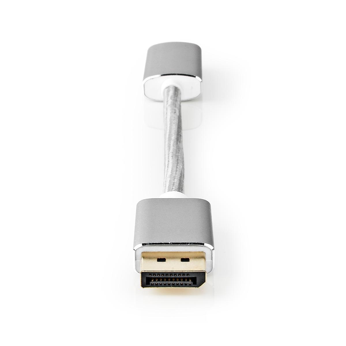 DisplayPort-Kabel | DisplayPort Male | HDMI™ Output | 4K@60Hz | Verguld | 0.20 m | Rond | Gevlochten | Zilver | Cover Window Box