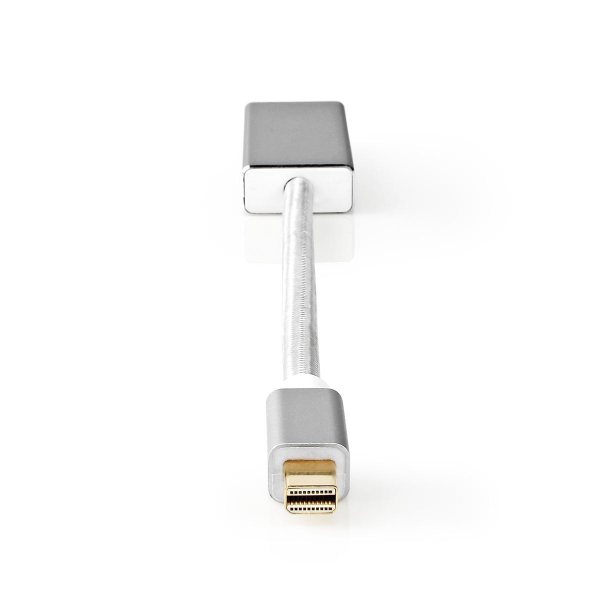 Mini DisplayPort-Kabel | DisplayPort 1.2 | Mini-DisplayPort Male | DisplayPort Female | 21.6 Gbps | Verguld | 0.20 m | Rond | Gevlochten | Zilver | Cover Window Box