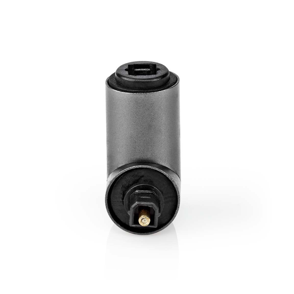 TosLink-Adapter | Toslink Female | TosLink Male | 90° Gehoekt | Aluminium | Gun Metal Grijs | 1 Stuks | Doos