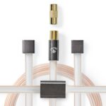 Coaxkabel | IEC (Coax) Male | IEC (Coax) Male | Verguld | 50 Ohm | Onafgeschermd | 2.00 m | Plat | PVC | Gun Metal Grijs | Cover Box