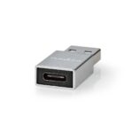 USB-A Adapter | USB 3.2 Gen 1 | USB-A Male | USB-C™ Female | 5 Gbps | Rond | Vernikkeld | Zwart | Doos