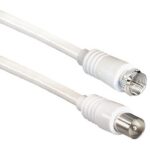 Satelliet- en Antennekabel | F-Male | IEC (Coax) Male | Vernikkeld | 75 Ohm | Dubbel Afgeschermd | 3.00 m | Rond | PVC | Wit | Label
