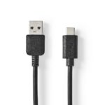USB-Kabel | USB 3.2 Gen 1 | USB-A Male | USB-C™ Male | 60 W | 5 Gbps | Vernikkeld | 1.00 m | Rond | PVC | Zwart | Doos