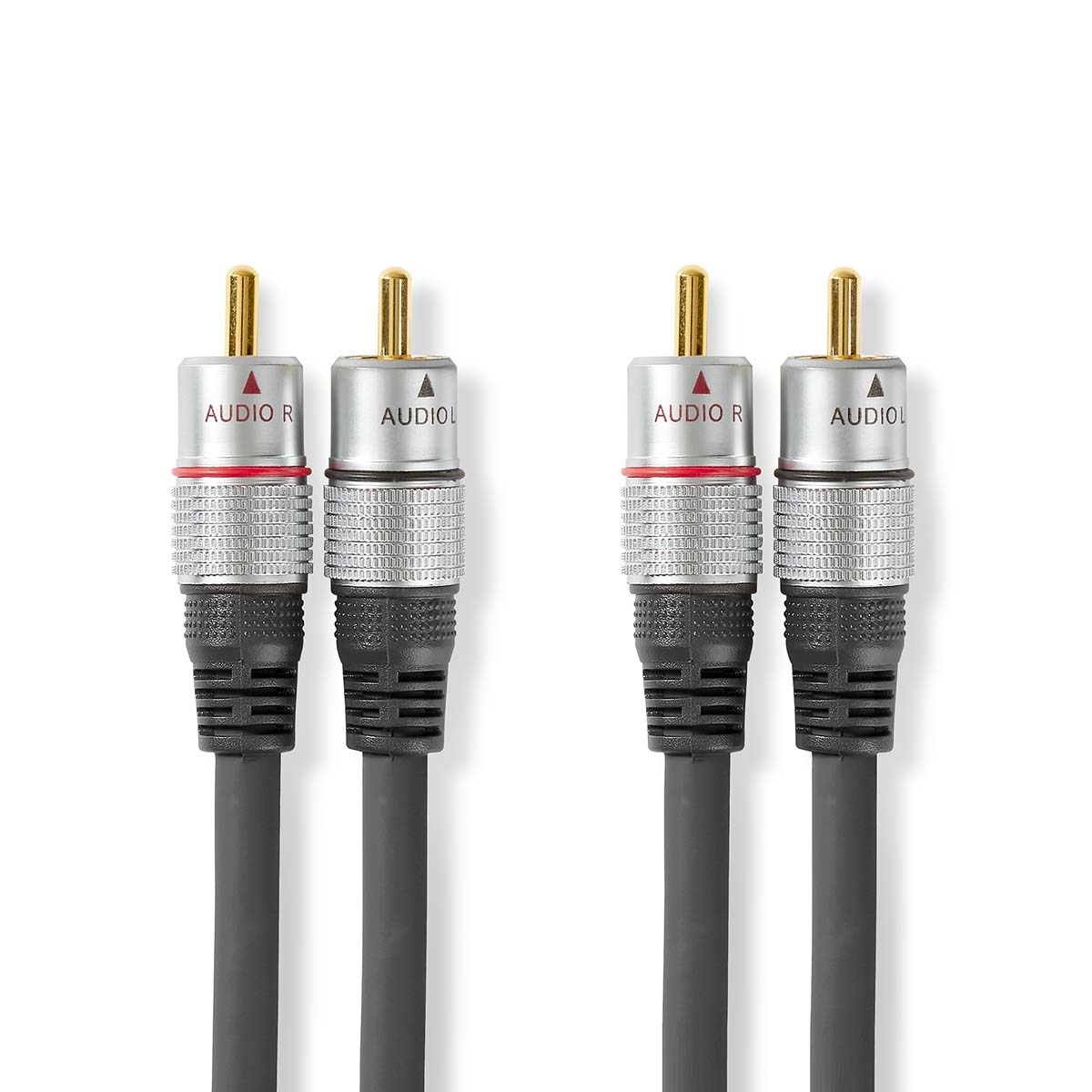 Stereo-Audiokabel | 2x RCA Male | 2x RCA Male | Verguld | 1.50 m | Rond | Antraciet | Doos