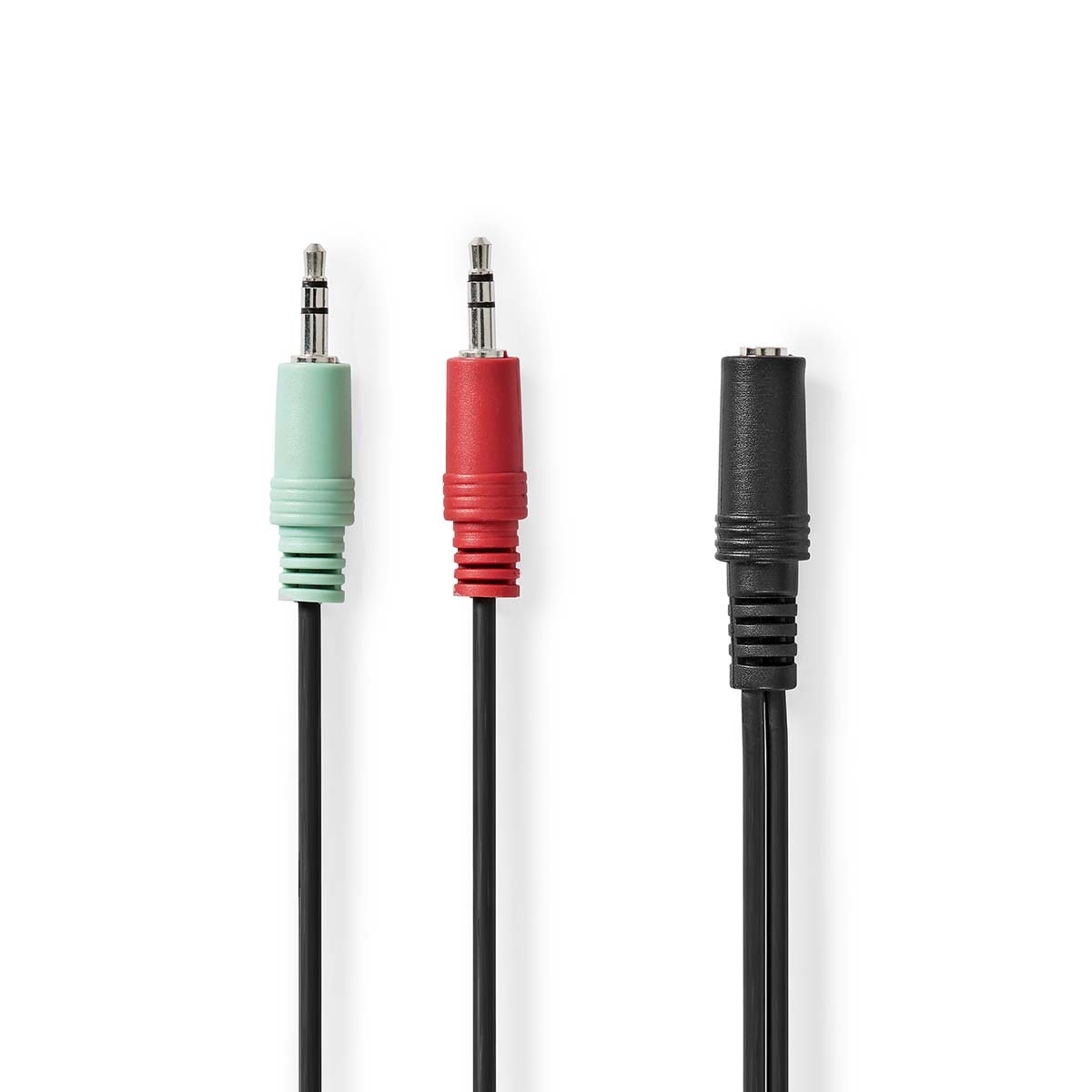 Stereo-Audiokabel | 3,5 mm Female | 2x 3,5 mm Male | Vernikkeld | 0.20 m | Rond | Zwart | Doos
