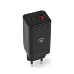 Oplader | 65 W | GaN | PD3.0 18W / PD3.0 20W / PD3.0 27W / PD3.0 36W / PD3.0 45W / PD3.0 60W / PD3.0 65W / QC3.0 | 3.0 / 3.25 A | Outputs: 3 | USB-A / 2x USB-C™ | Automatische Voltage Selectie | Zwart