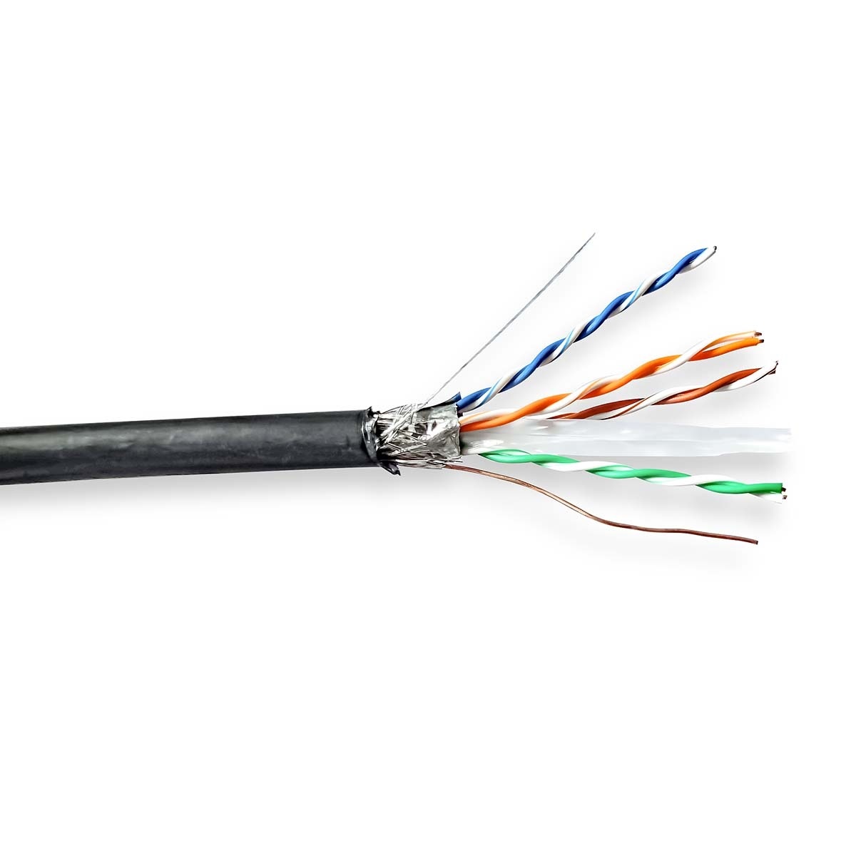 CAT6 Netwerkkabel Rol | Solid | S/FTP | Koper | 100 m | Buitenshuis | Rond | PE | Zwart | Trekdoos