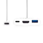 USB Multi-Port Adapter | USB 3.2 Gen 1 | USB-C™ Male | HDMI™ Output / USB-A Female / USB-C™ Female | 5 Gbps | 0.20 m | Rond | Vernikkeld | PVC | Wit | Doos