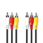 Composiet Videokabel | 3x RCA Male | 3x RCA Male | Vernikkeld | 480p | 1.50 m | Rond | PVC | Zwart | Doos