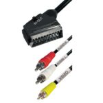 SCART-Kabel | SCART Male | 3x RCA Male | Vernikkeld | Schakelbaar | 480p | 1.00 m | Rond | PVC | Zwart | Envelop