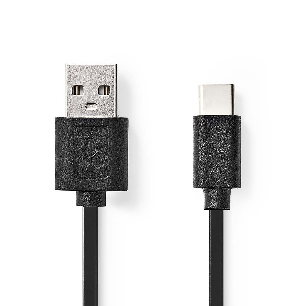 USB-Kabel | USB 2.0 | USB-A Male | USB-C™ Male | 15 W | 480 Mbps | Vernikkeld | 0.10 m | Rond | PVC | Zwart | Doos