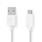 USB-Kabel | USB 2.0 | USB-A Male | USB-C™ Male | 60 W | 480 Mbps | Vernikkeld | 1.00 m | Rond | PVC | Wit | Doos