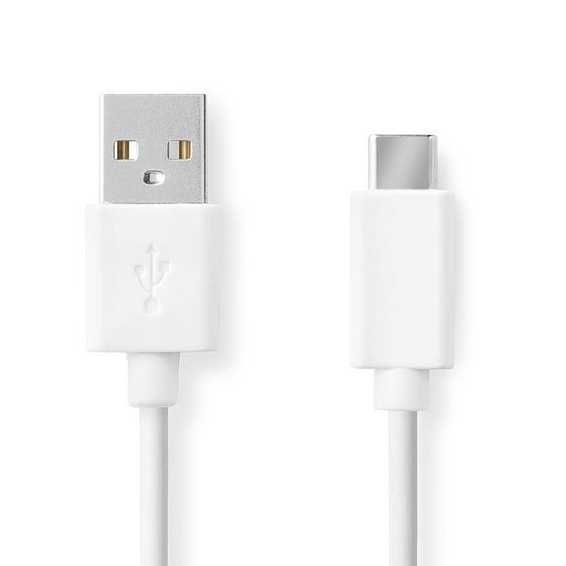 USB-Kabel | USB 2.0 | USB-A Male | USB-C™ Male | 60 W | 480 Mbps | Vernikkeld | 1.00 m | Rond | PVC | Wit | Doos