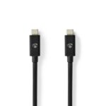 USB-Kabel | USB 4.0 Gen 3x2 | USB-C™ Male | USB-C™ Male | 240 W | 8K@60Hz | 40 Gbps | Vernikkeld | 1.00 m | Rond | PVC | Zwart | Doos