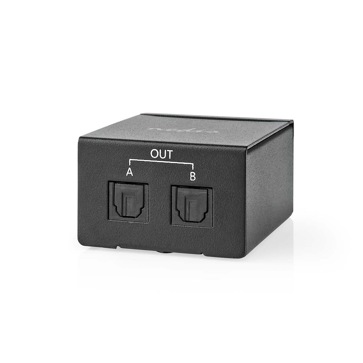 TosLink-Splitter | 2-wegs | Ingangen audio / video / data: TosLink Female | Uitgangen audio / video / data: 2x TosLink | Drukknop | Metaal | Zwart