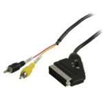 Scart (m) - Composiet 2RCA (mono audio) kabel / zwart - 1 meter
