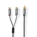 Nedis Premium Subwoofer/Tulp mono (m) - Tulp stereo (v) audio adapter / zwart - 0,20 meter
