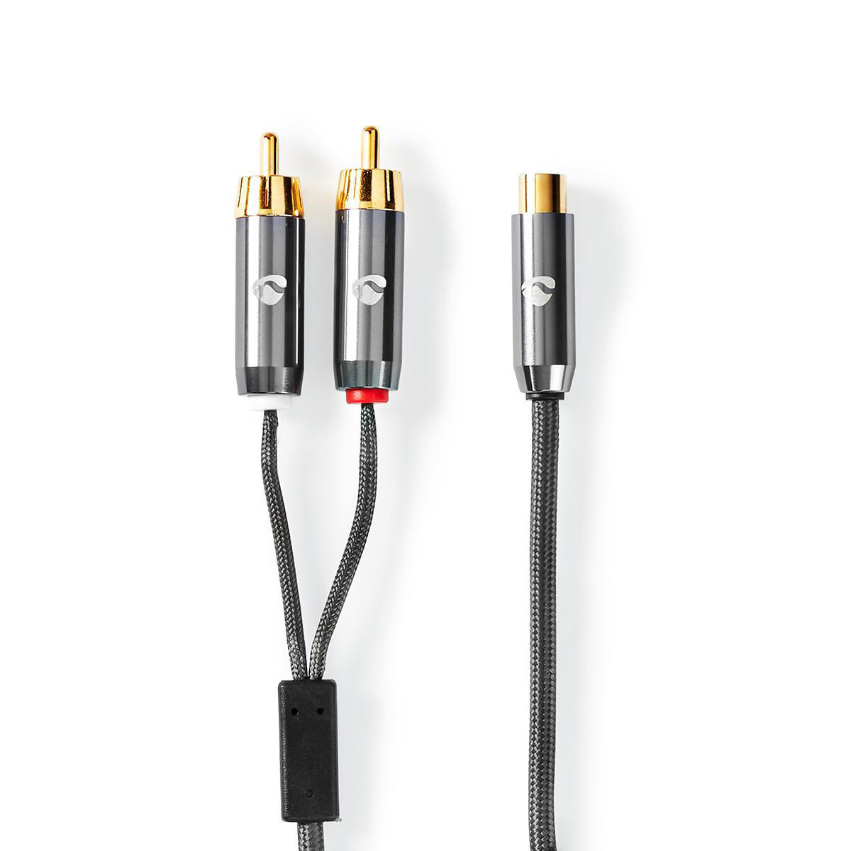 Nedis Premium Subwoofer/Tulp stereo (m) - Tulp mono (v) audio adapter / zwart - 0,20 meter