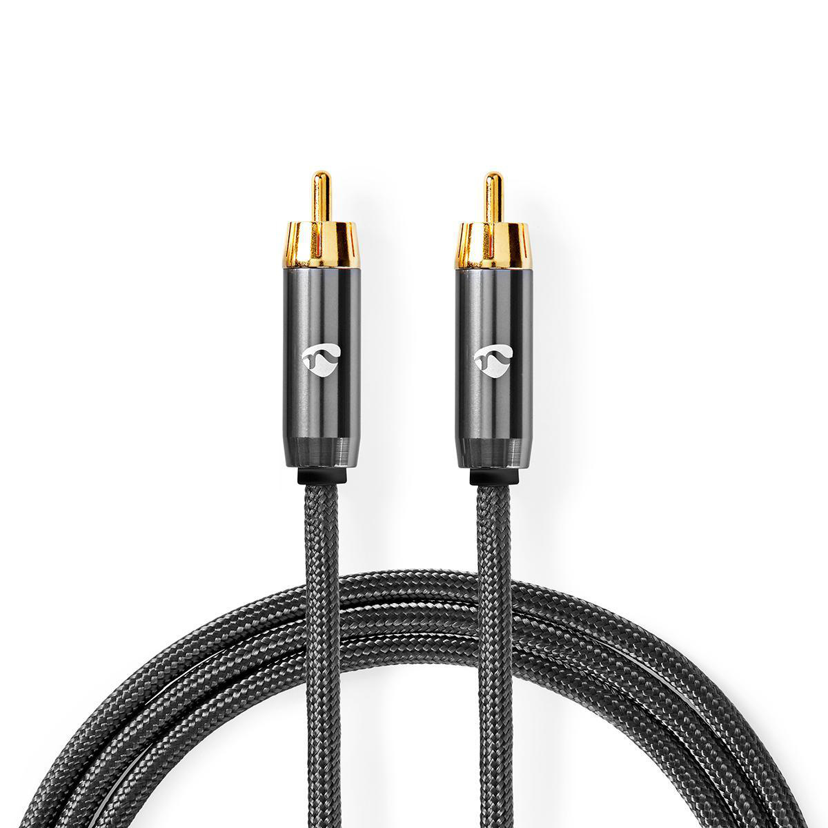 Subwoofer-Kabel | RCA Male | RCA Male | Verguld | 3.00 m | Rond | 4.5 mm | Antraciet / Gun Metal Grijs | Cover Window Box