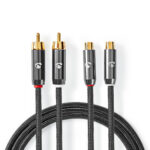 Nedis Premium Tulp stereo audio verlengkabel / zwart - 2 meter