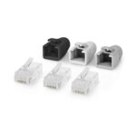 RJ45-Connector | RJ45 Pass Through | Stevig/Gesnoerd UTP CAT6 | Recht | Verguld | 10 Stuks | Polycarbonate | Grijs / Wit / Zwart | Doos