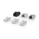 RJ45-Connector | RJ45 Pass Through | Stevig/Gesnoerd FTP CAT6a | Recht | Verguld | 10 Stuks | Polycarbonate | Grijs / Wit / Zwart | Doos