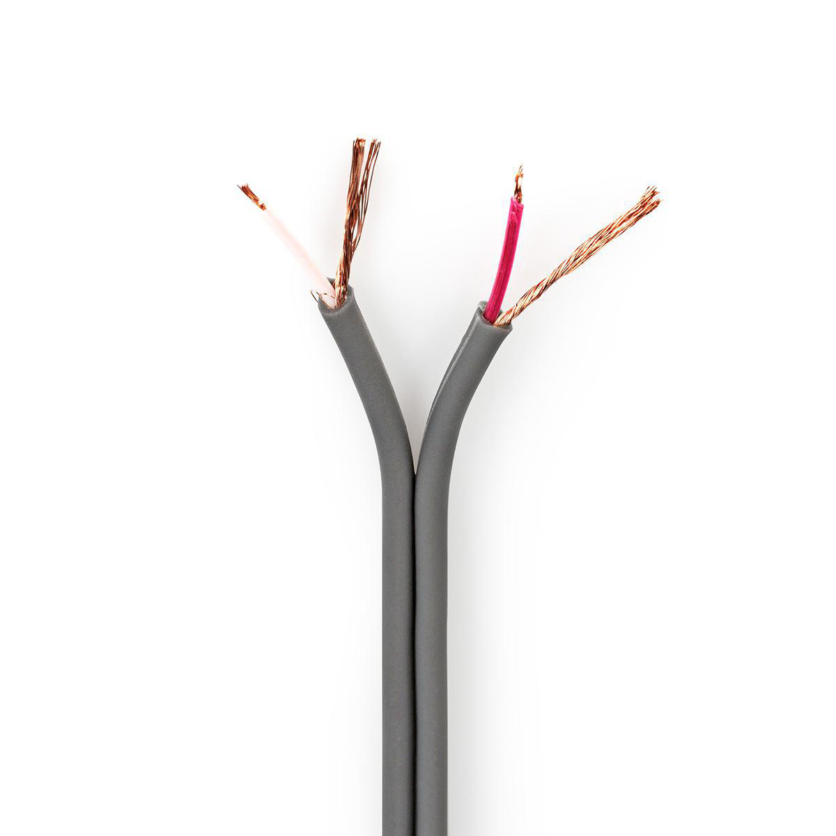 Audiokabel | 2 x 0.16 mm² | Koper | 100 m | Rond | PVC | Donkergrijs | Rol