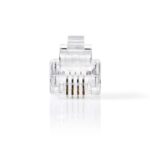 Telecom-Connector | Type Aansluiting: RJ11 | Recht | Connectorplating: Goud Verguld | PVC | Transparant