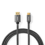 High Speed ​​HDMI™-Kabel met Ethernet | HDMI™ Connector | HDMI™ Mini-Connector | 4K@60Hz | 18 Gbps | 2.00 m | Rond | Katoen | Antraciet / Gun Metal Grijs | Cover Window Box