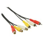 Composiet Videokabel | 3x RCA Male | 3x RCA Female | Vernikkeld | 480p | 2.00 m | Rond | PVC | Zwart | Label