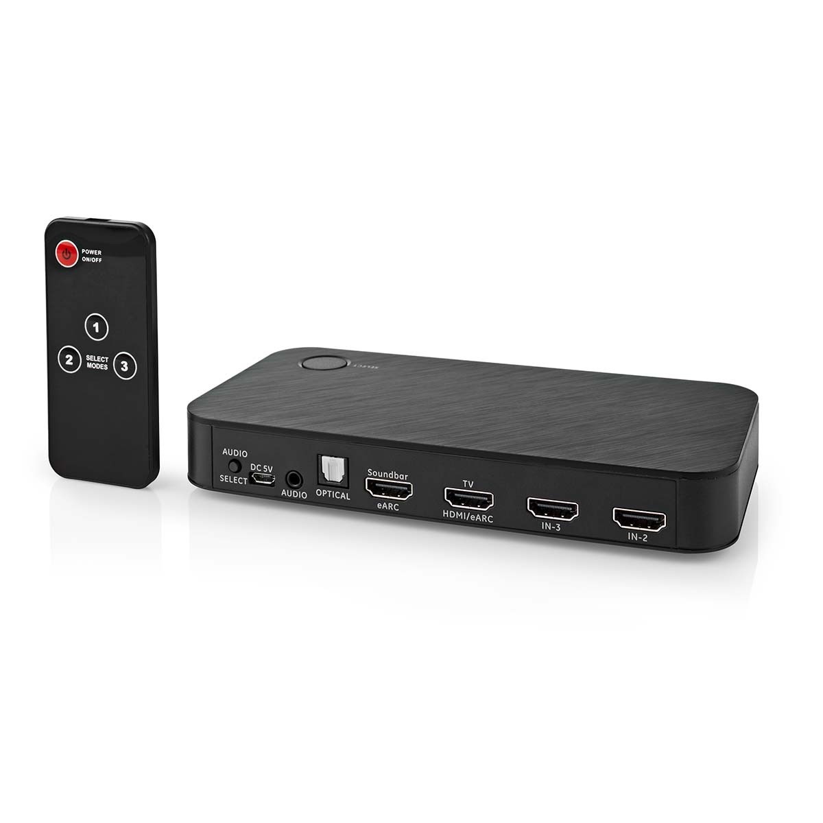 Digitale Audioconverter | 2-wegs | Input: DC Power / 3x HDMI™ Input | Output: 1x 3,5 mm / 1x TosLink / 2x HDMI™ Output | Automatisch / Drukknop | Antraciet