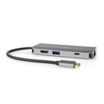 USB Multi-Port Adapter | 7-in-1 | USB 3.2 Gen 1 | USB-C™ Male | HDMI™ Output / Micro SD / RJ45 Female / SD / USB-C™ Female / 3x USB-A Female | 5 Gbps | 0.20 m | Rond | Verguld | PVC | Antraciet | Doos