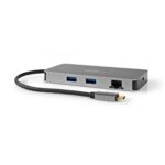 USB Multi-Port Adapter | 7-in-1 | USB 3.2 Gen 1 | USB-C™ Male | Micro SD / RJ45 Female / SD / USB-C™ Female / 2x HDMI™ / 2x USB-A Female | 5 Gbps | 0.20 m | Rond | Verguld | PVC | Antraciet | Doos