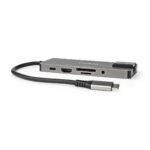 USB Multi-Port Adapter | 10-in-1 | USB 3.2 Gen 1 | USB-C™ Male | HDMI™ Output / RJ45 Female / SD / 2x USB-C™ / 3,5 mm Female / 3x USB-A Female | 5 Gbps | 0.20 m | Rond | Verguld | PVC | Antraciet | Doos