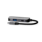USB Multi-Port Adapter | 3-in-1 | USB 3.2 Gen 1 | USB-C™ Male | HDMI™ Output / USB-A Female / USB-C™ Female | 5 Gbps | 0.10 m | Rond | Vernikkeld | PVC | Grijs | Doos