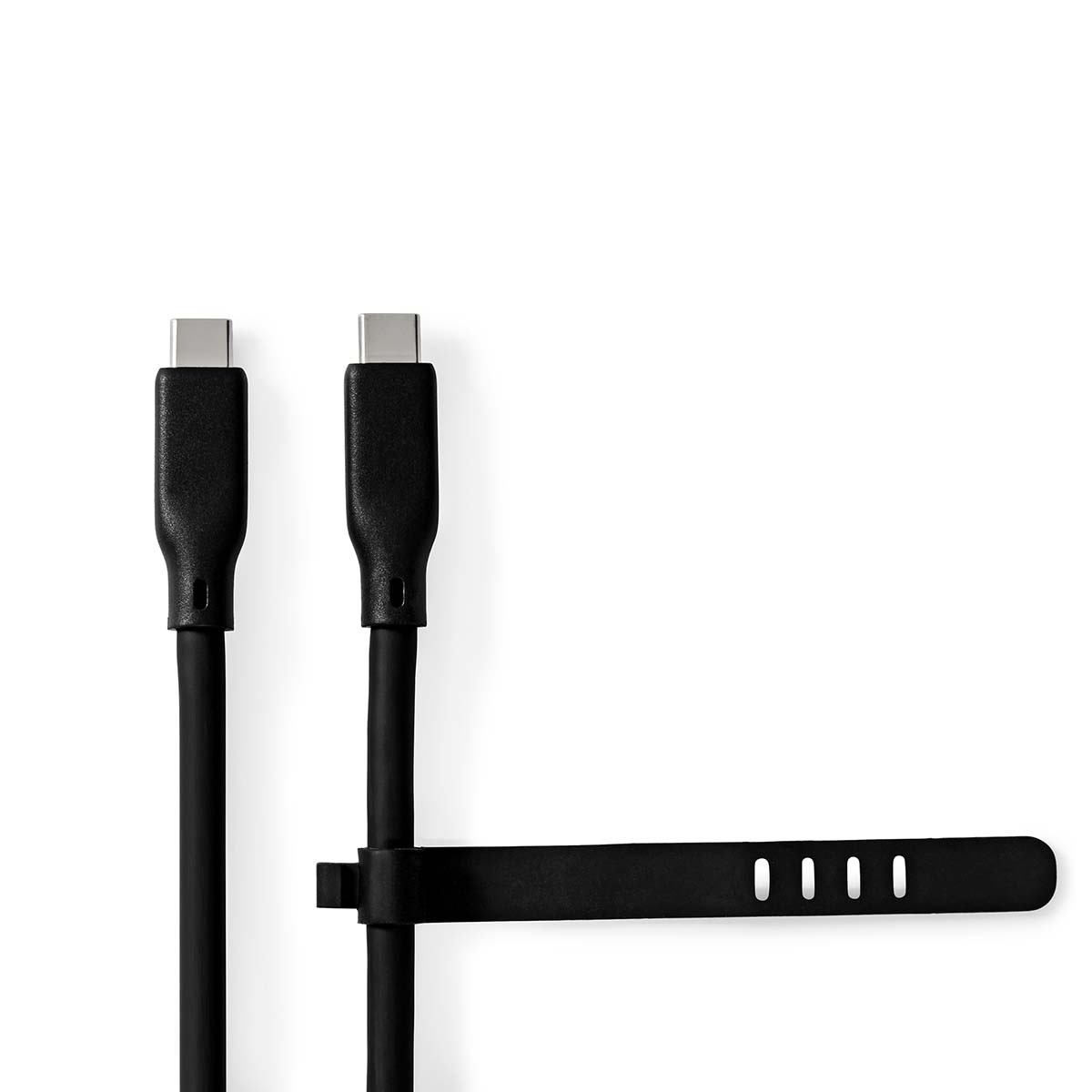USB-Kabel | USB 3.2 Gen 1 | USB-C™ Male | USB-C™ Male | 60 W | 4K@60Hz | 5 Gbps | Vernikkeld | 1.50 m | Rond | Silicone | Zwart | Doos