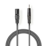 Gebalanceerde Audiokabel | XLR 3-Pins Male | 3,5 mm Male | Vernikkeld | 3.00 m | Rond | PVC | Donkergrijs | Kartonnen Sleeve