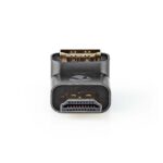 HDMI™-Adapter | HDMI™ Connector / HDMI™ Male | HDMI™ Output | Verguld | 90° Gehoekt | Aluminium | Gun Metal Grijs | 1 Stuks | Cover Window Box