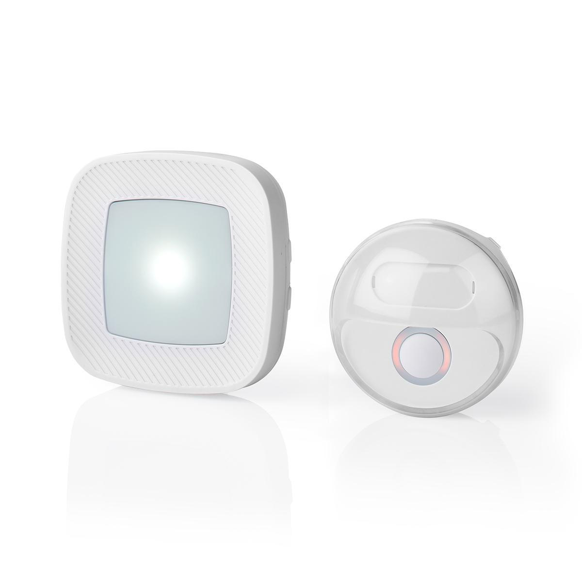 Draadloze Deurbelset | Netvoeding | 220 - 240 V AC 50 Hz | 1x CR2032 | Volume: 80 dB | Signaalbereik: 300 m | IP44 | Instelbaar volume | 36 Melodiën | 1 Ontvanger | Wit
