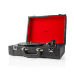 Platenspeler | 33 / 45 / 78 rpm | Riemaandrijving | 1x Stereo RCA | 18 W | Ingebouwde (voor) versterker | MDF / PU | Rood / Zwart