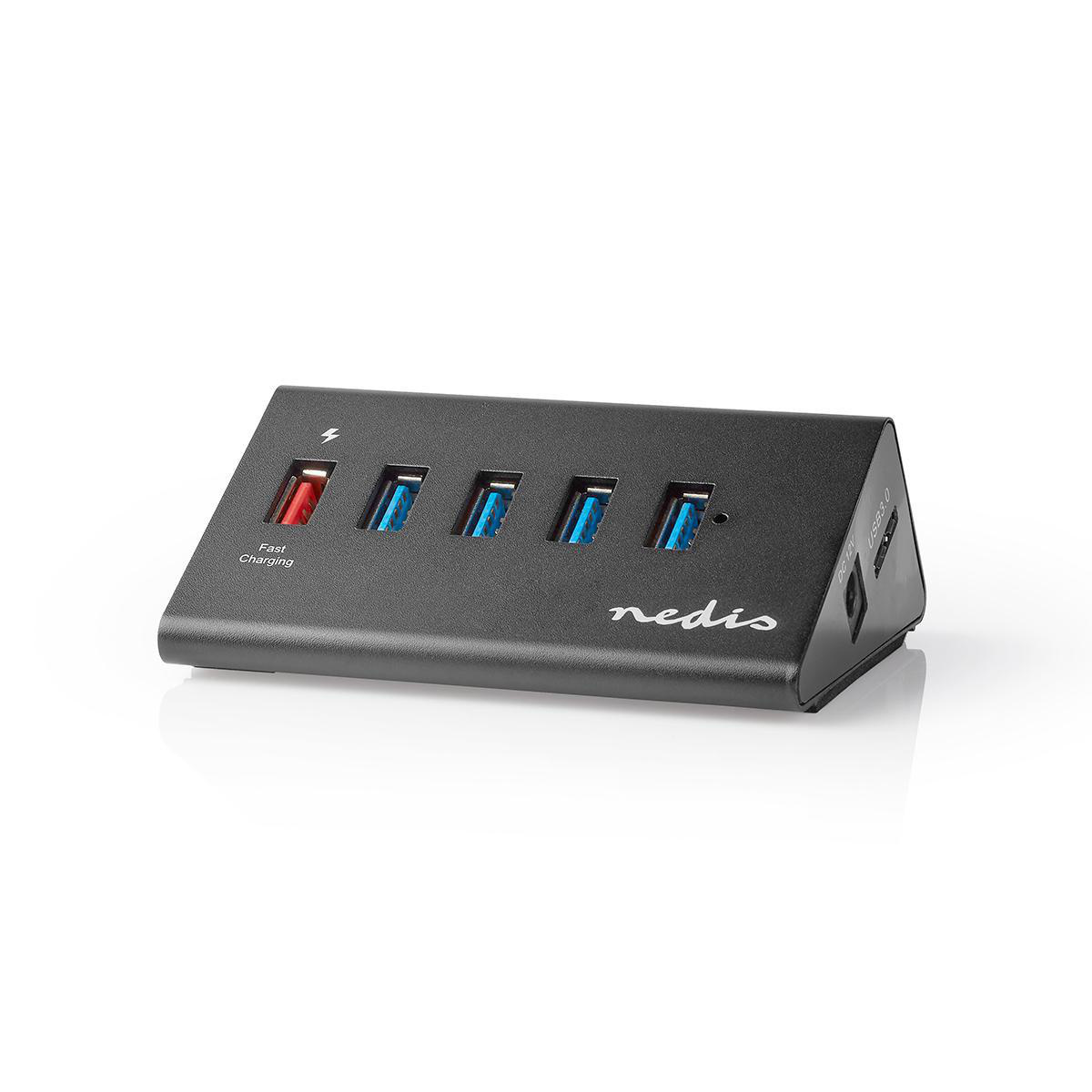 USB-Hub | USB Micro-B Female | USB-A Female | 5-Poorts poort(en) | QC3.0 / USB 3.2 Gen 1 | Netvoeding / USB Gevoed | 5 Gbps | 5x USB