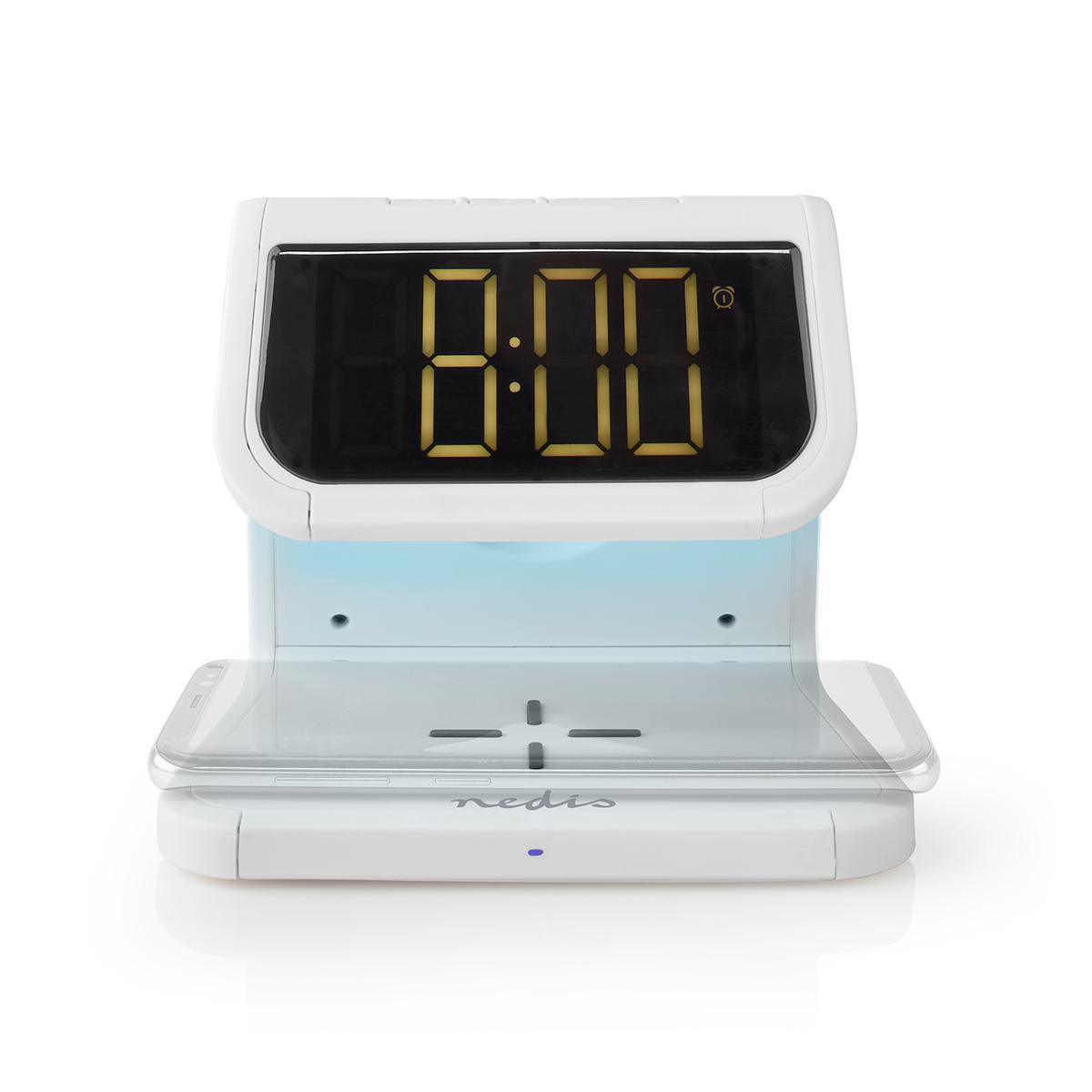Wekker met Draadloze Lader | Qi gecertificeerd | 5 / 7.5 / 10 W | USB-A Female | Nachtlamp | 2 Alarmtijden | Snoozefunctie
