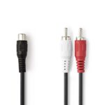 Stereo-Audiokabel | 2x RCA Male | RCA Female | Vernikkeld | 0.20 m | Rond | Blister